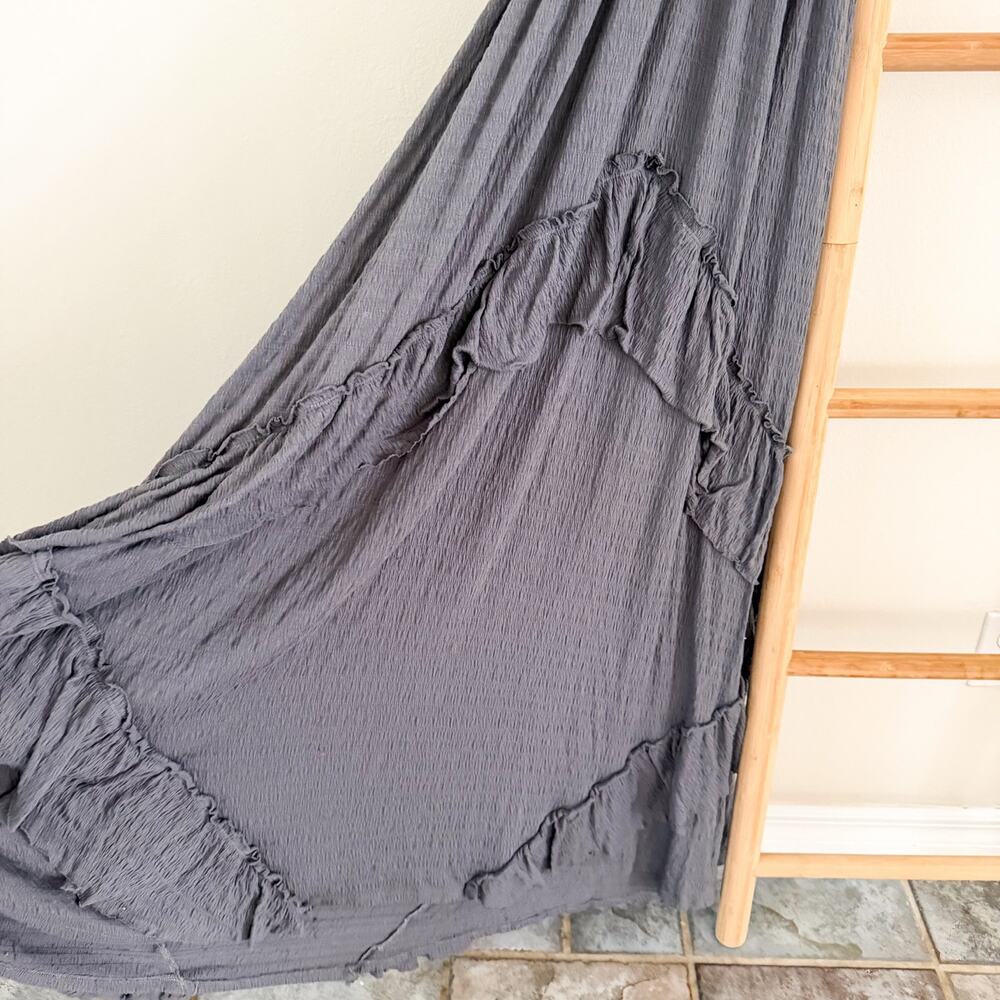 Free People Beach Santa Luz Ruffle Maxi Dress Gray Boho Open Back XS - Picture 6 of 11
